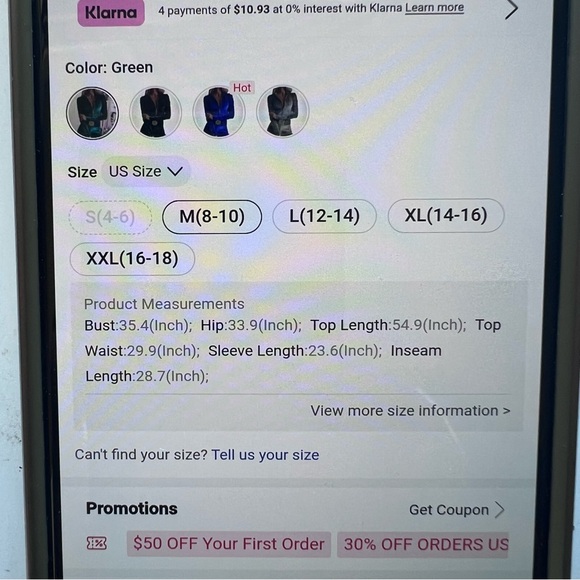 Chicme Velvet Zipper Ruched Longsleeve Jumpsuit Elastic Waistbelt Green Size M - Picture 4 of 12